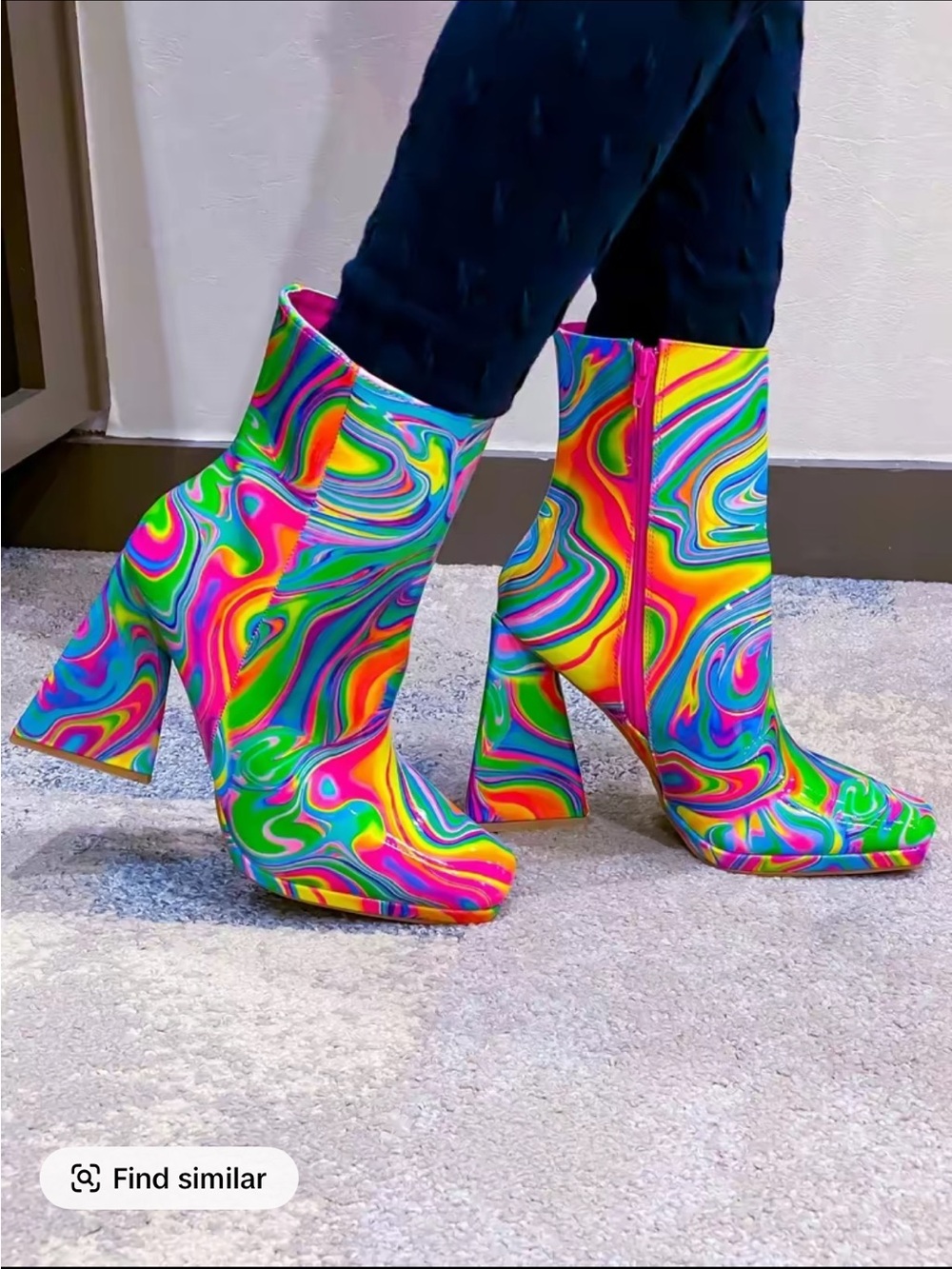 Vibrant Swirl Pattern Ankle Boots in Multicolor